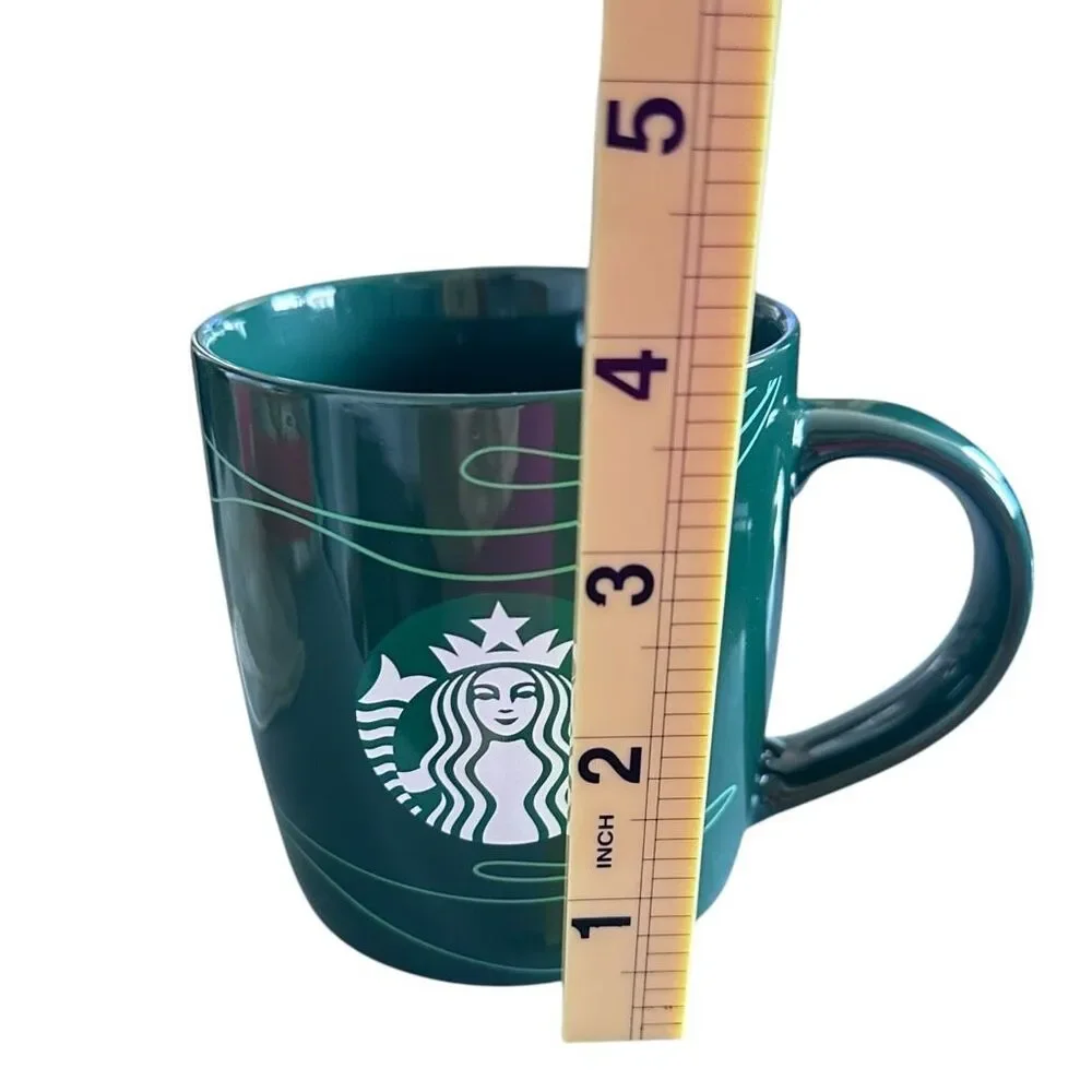 Starbucks Cup 2020 Dark Green Swirl Mermaid Logo Ceramic Coffee Mug - 12oz  ***I